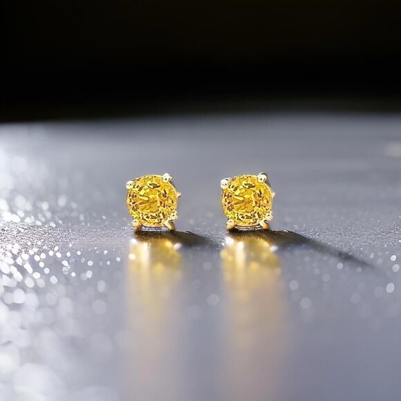 Natural Sapphire Stud Earrings 14k Yellow Gold 1.7 TCW Certified $1,490 121258 - Picture 5 of 15